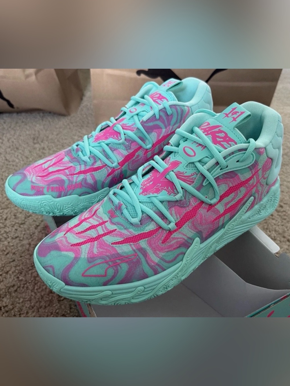PUMA Men's MB.03 Basketball Sneakers Electric Peppermint Ravish Shoes Sz 12, 13